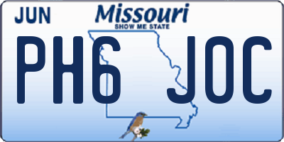 MO license plate PH6J0C