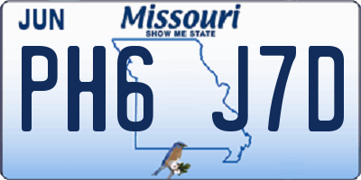 MO license plate PH6J7D