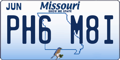 MO license plate PH6M8I