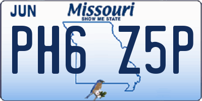MO license plate PH6Z5P