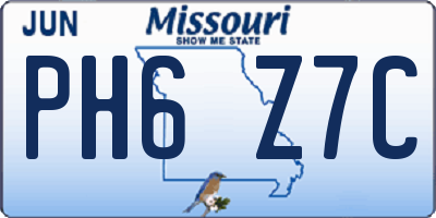 MO license plate PH6Z7C