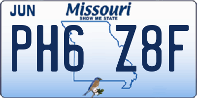 MO license plate PH6Z8F