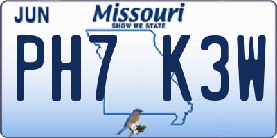 MO license plate PH7K3W