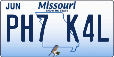 MO license plate PH7K4L