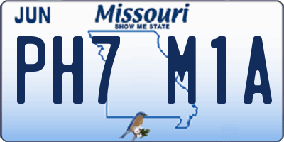 MO license plate PH7M1A