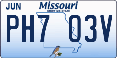 MO license plate PH7O3V