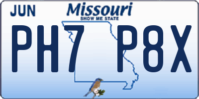 MO license plate PH7P8X