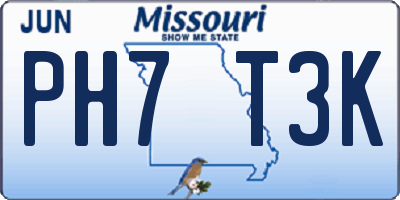 MO license plate PH7T3K