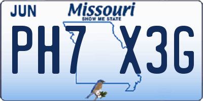 MO license plate PH7X3G