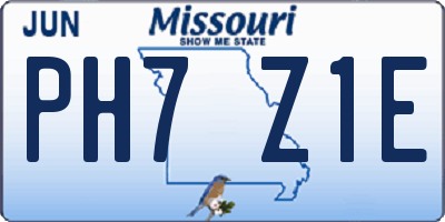 MO license plate PH7Z1E