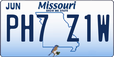 MO license plate PH7Z1W