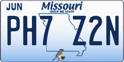 MO license plate PH7Z2N
