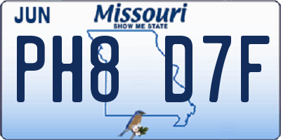 MO license plate PH8D7F