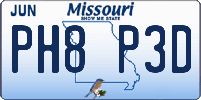 MO license plate PH8P3D