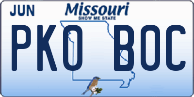 MO license plate PK0B0C