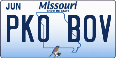 MO license plate PK0B0V