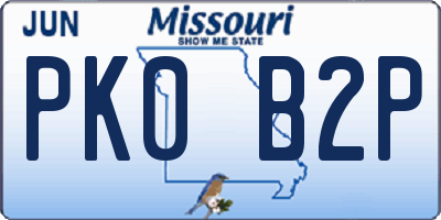 MO license plate PK0B2P