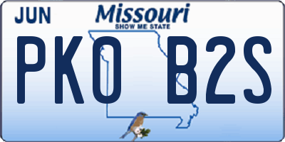 MO license plate PK0B2S