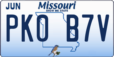 MO license plate PK0B7V