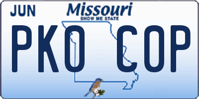 MO license plate PK0C0P