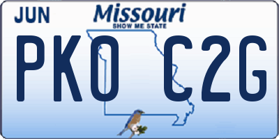 MO license plate PK0C2G