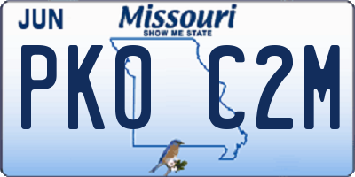 MO license plate PK0C2M