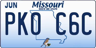 MO license plate PK0C6C