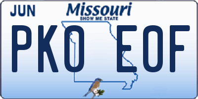 MO license plate PK0E0F