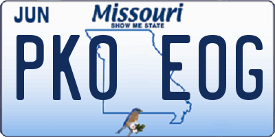 MO license plate PK0E0G