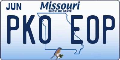 MO license plate PK0E0P