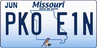 MO license plate PK0E1N