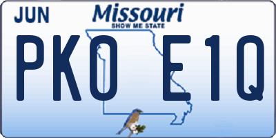 MO license plate PK0E1Q