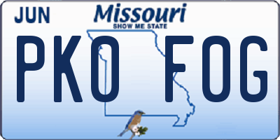 MO license plate PK0F0G