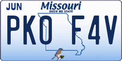 MO license plate PK0F4V