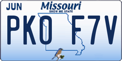 MO license plate PK0F7V