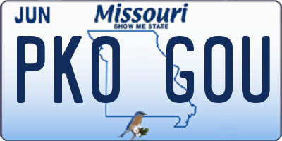 MO license plate PK0G0U
