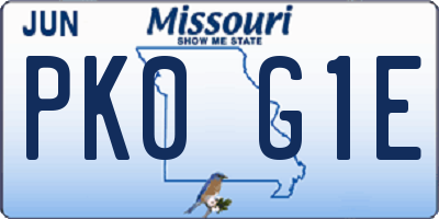 MO license plate PK0G1E