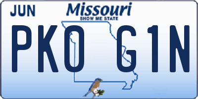 MO license plate PK0G1N
