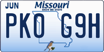 MO license plate PK0G9H