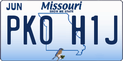 MO license plate PK0H1J