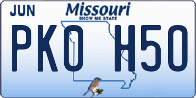 MO license plate PK0H5O