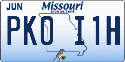 MO license plate PK0I1H