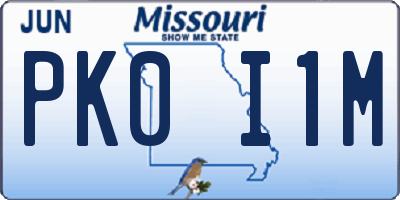 MO license plate PK0I1M