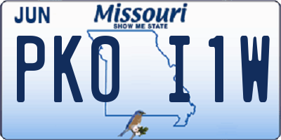 MO license plate PK0I1W