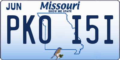 MO license plate PK0I5I