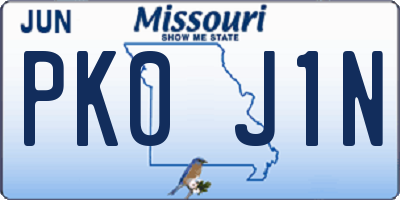 MO license plate PK0J1N