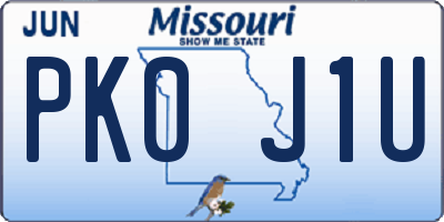MO license plate PK0J1U