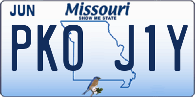 MO license plate PK0J1Y