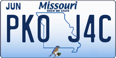 MO license plate PK0J4C