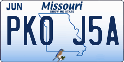 MO license plate PK0J5A